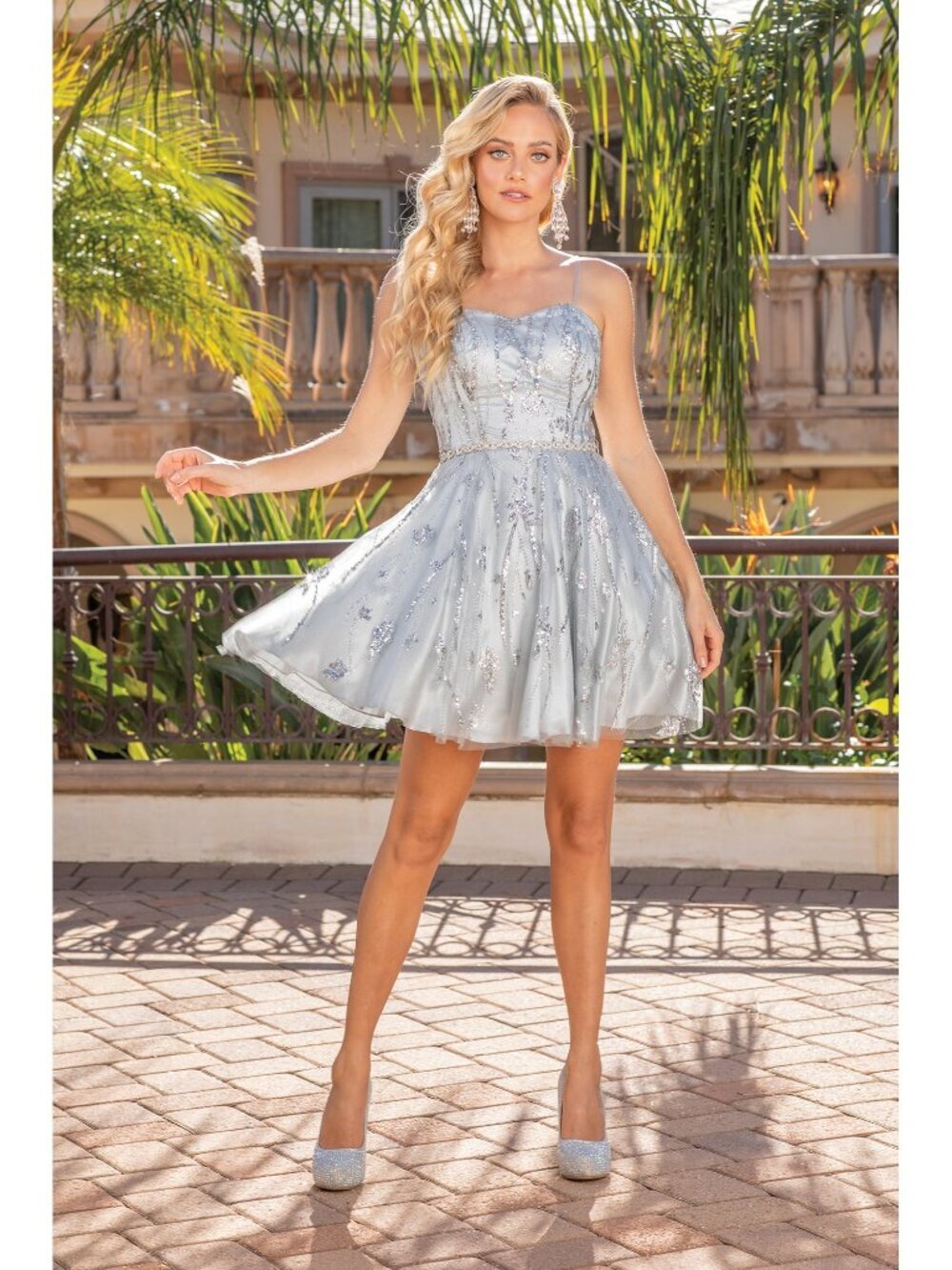 NEW SILVER Evening Gown Floor Length Formal Elegant Stunning 3269